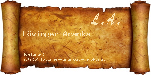 Lővinger Aranka névjegykártya